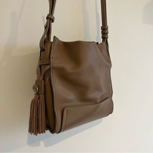 Zara leather tassel bucket bag